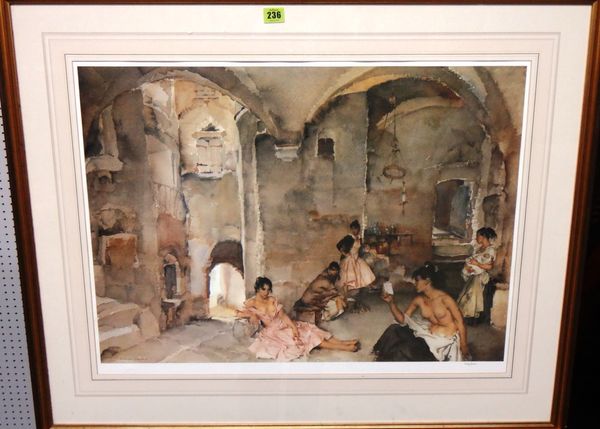 After Sir William Russell Flint, Symposium at Lucenay, colour print, numbered 574/850.