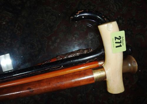 A group of six 19th century and later walking sticks.