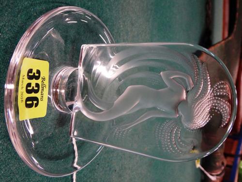 A Lalique Naïade Cendrier, post 1945, clear and frosted glass stencilled to underside Lalique France, 10cms high.