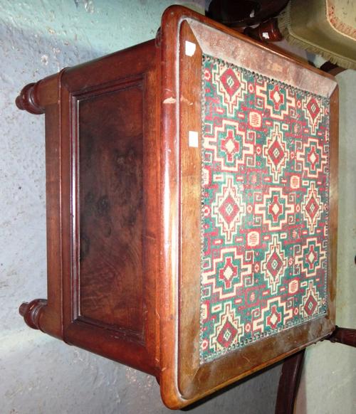 A mahogany commode, a mahogany open armchair and an occasional table. (3)