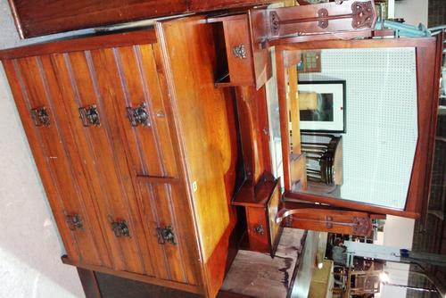 An early 20th Art Nouveau century walnut dressing table, with two short and two long drawers.