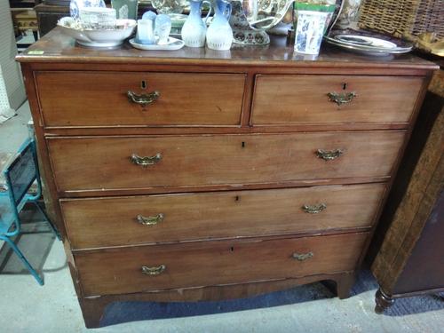 A 19th century mahogany chest of two short and three long drawers.