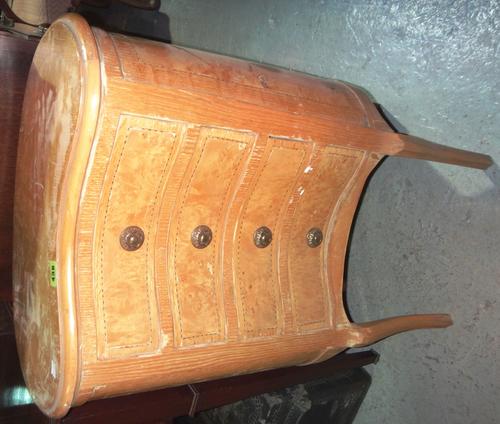 A limed oak and walnut concave framed four drawer chest and a mahogany occasional table. (2)