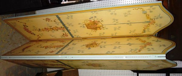 A 20th century painted three fold screen.