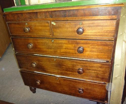 A 19th century mahogany chest of two short and three long drawers.