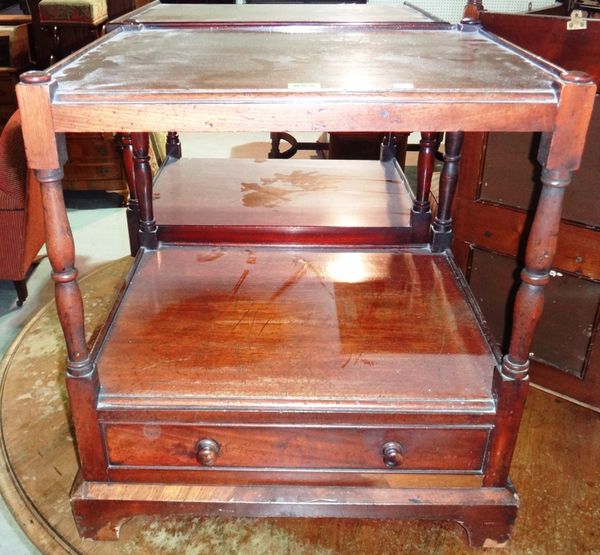 A mahogany two tier rectangular table, together with another similar. (2)