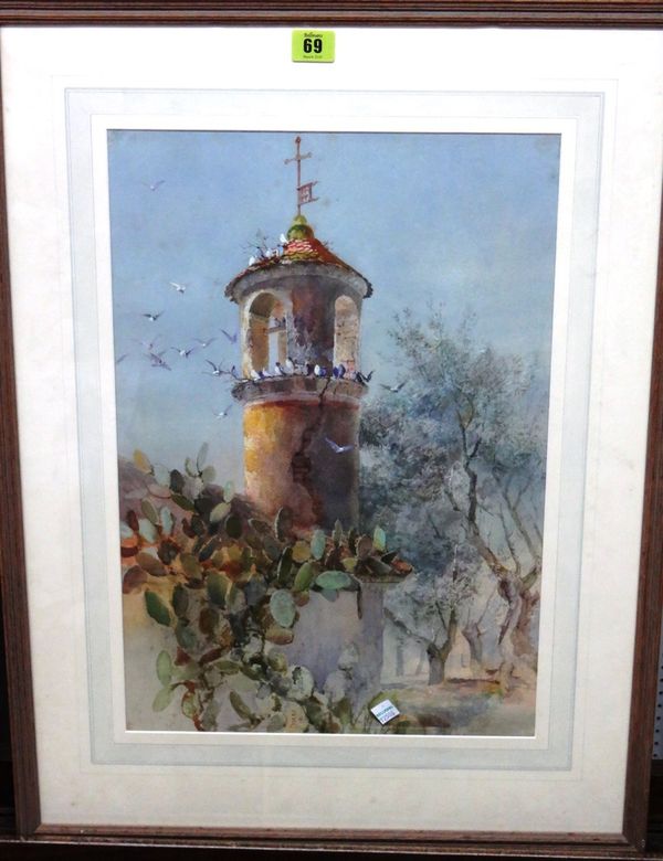 H. R. B. Donne (early 20th century), A Dovecote, Riviera, watercolour and gouache, signed.