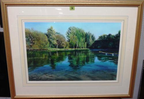 Joe Francis Dowden (20th century), Summer lake scene, watercolour, signed.