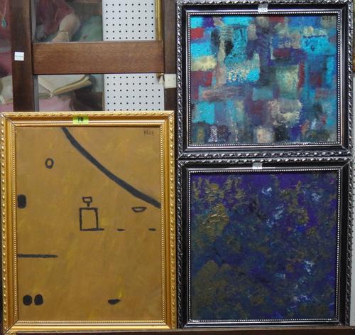 Manner of Paul Klee, a group of three oil paintings, each bearing a signature.(3)