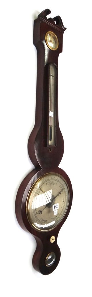 A Victorian mahogany cased wheel barometer by 'Bevan and Weare, Maidenhead', and another similar by 'G. Dangelo, Basingstoke', 96.5cm. (2)