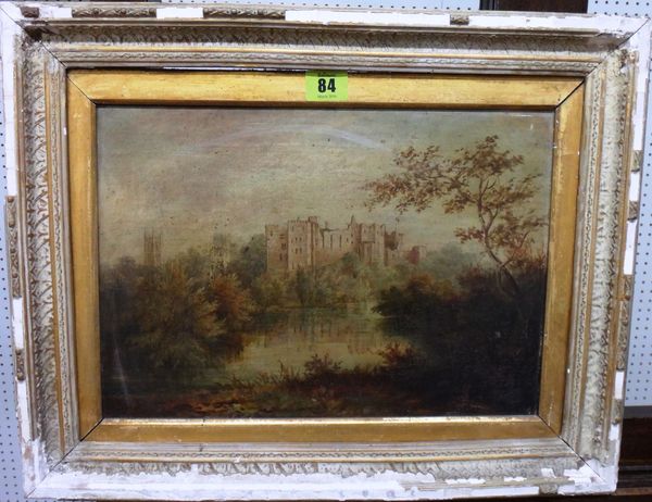 English School (19th century), View of a castle, possibly Ludlow, oil on canvas.