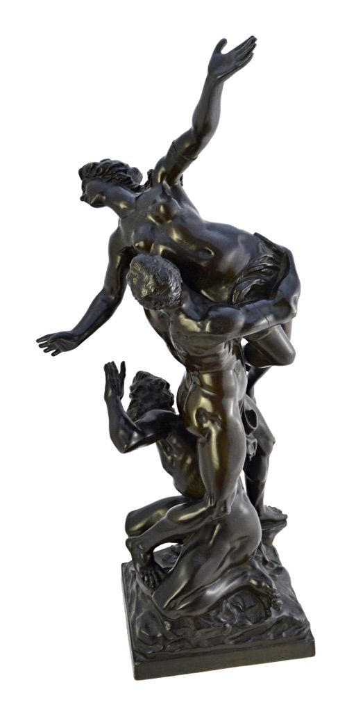 A French bronze group 'Rape of the Sabine woman' late 19th century, after Giambologna (1529-1608), signed Jean de Bologne 59cm high.  Illustrated