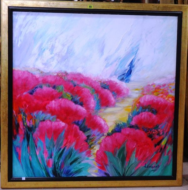 ** Lemaret (20th century), Field of flowers, oil on canvas, signed.