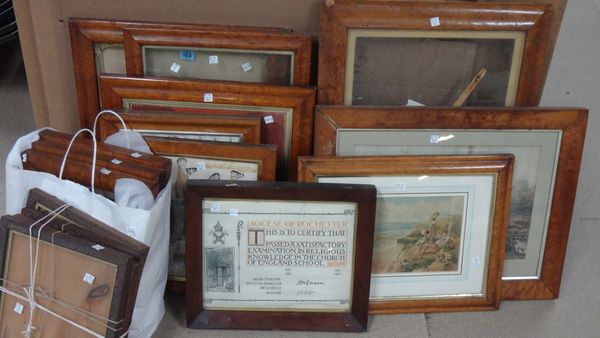 A quantity of assorted wooded frames, mainly Birds Eye Maple.(qty)