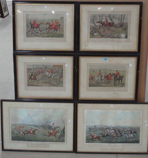After Henry Alken, Hunting Incidents; The Quorn Hunt, a group of six aquatints with hand colouring.(6)