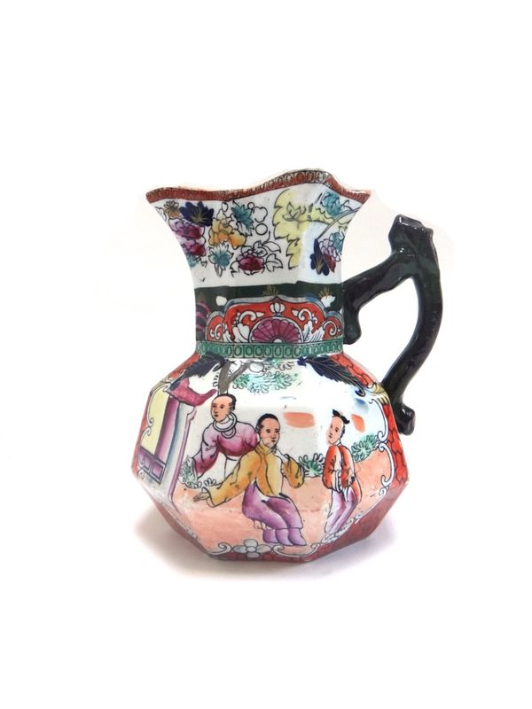 A Group of English pottery, 19th century, comprising; three graduated Mason's Ironstone hydra jugs printed and coloured with panels of Oriental figure