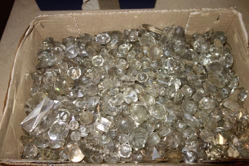 A large collection of 19th century and later cut glass lustre drops.