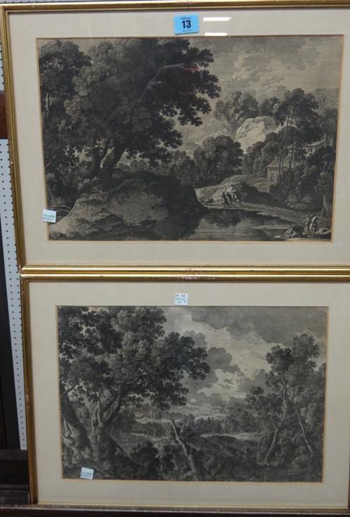 After Nicholas Poussin, Landscapes, a pair of engravings.