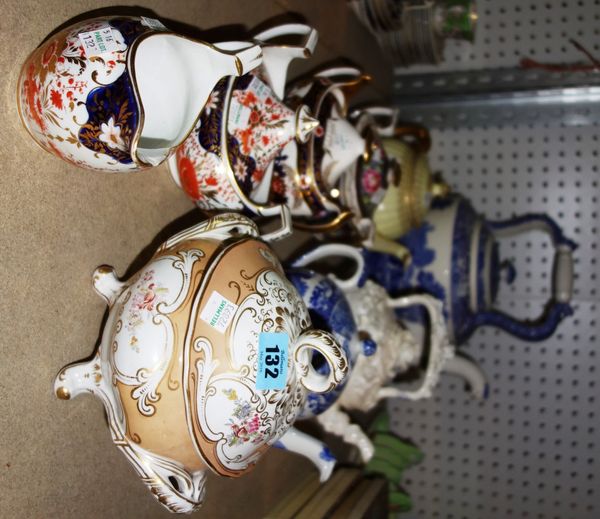 A quantity of ceramic lidded tureens and teapots in the imari pattern, blue and white patterns and sundry. (qty)