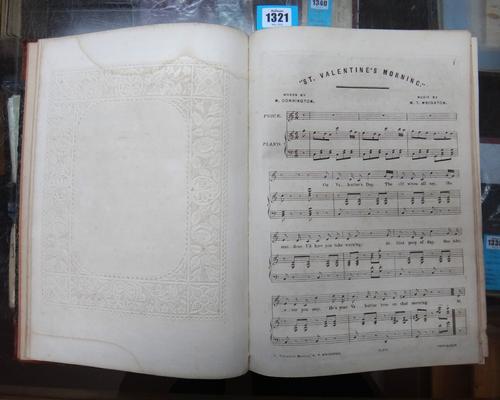 SHEET MUSIC - mostly 19th cent. bound in 5 volumes; 11 with pictorial covers (6 coloured); various leather bindings, folio.   *  includes 'Paddle Your