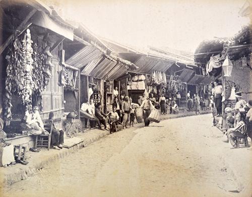 CONSTANTINOPLE IN PHOTOGRAPHS -  a later 19th cent, album of 54 prints (10 x 8ins.), mounted on thick leaves, mostly captioned & numbered (in white) a