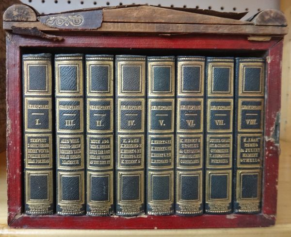 SHAKESPEARE (Wm.)  The Dramatic Works of William Shakespeare. With a life, and glossary.  8 vols. engraved illus.; publisher's Oxford blue gilt morocc