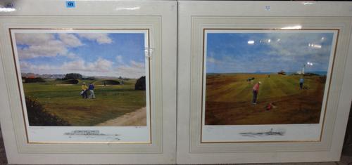 Peter Munro (b.1954), Carnoustie; Turnberry, a pair of prints, unframed, both signed, inscribed and numbered.(2)