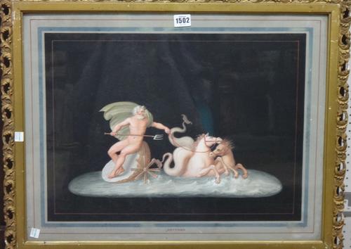 Felice Santolini (early 19th century), Nettuno, gouache, signed, 36.5cm x 49cm.  Illustrated