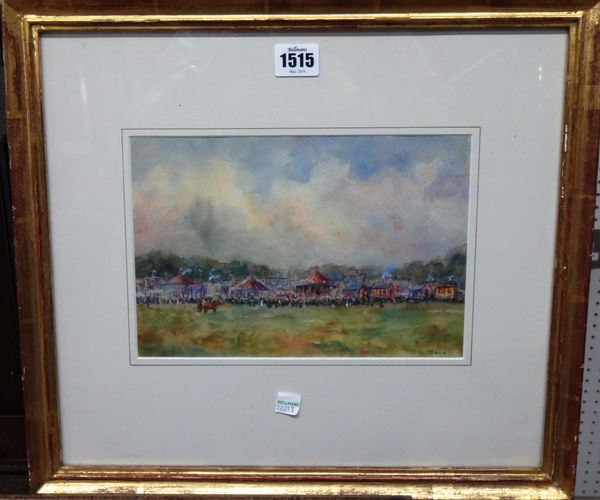 Ernest J. Stone (early 20th century), A country fair, watercolour, signed, 16.5cm x 24.5cm.