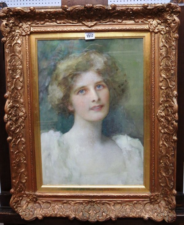 Reginald Barber (1851-1928), Portrait of a lady, watercolour, signed with monogram and dated 1921, 50cm x 35cm.  Illustrated