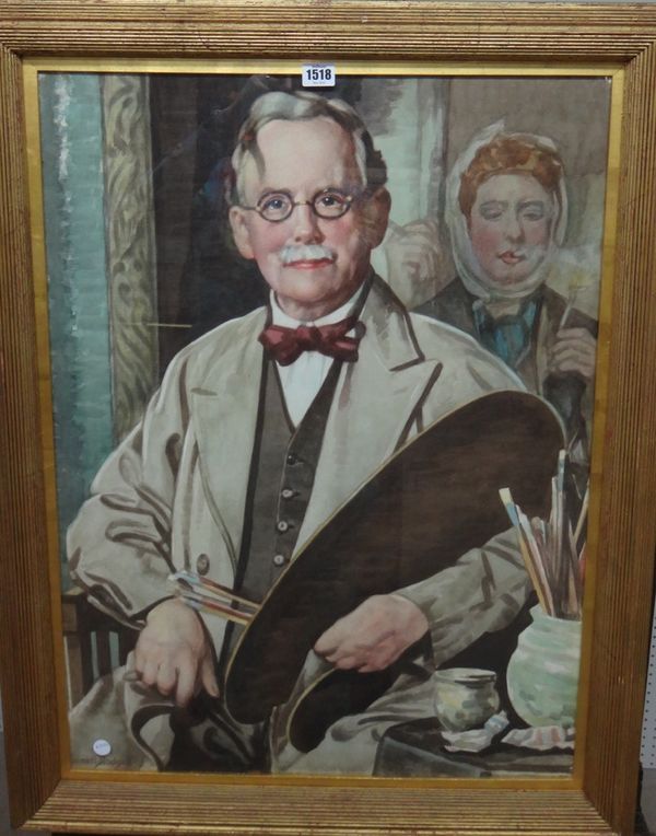 William Merrett Hodges (1881-1961), Self portrait, watercolour, signed, 77cm x 57cm. DDS