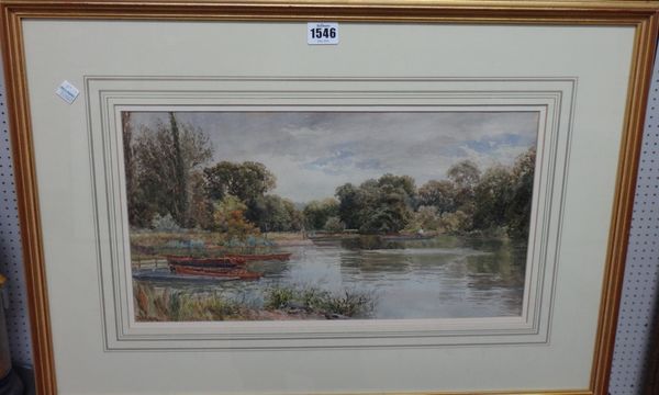 David Law (1831-1901), View on the Thames, watercolour, signed, 24cm x 44cm.