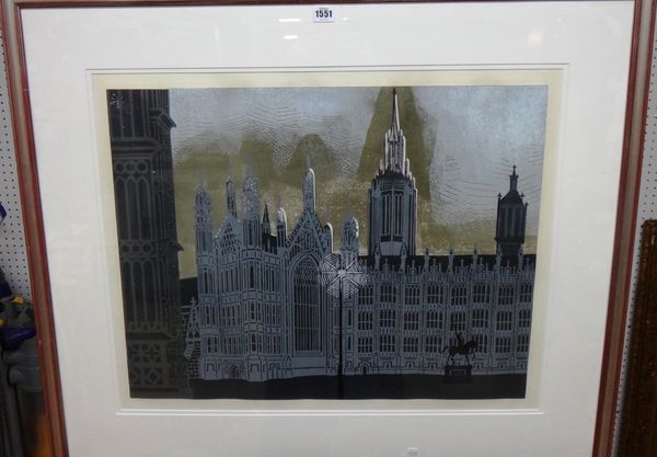 Edward Bawden (1903-1989), The Palace of Westminster, colour lithograph, signed and inscribed Artists proof, 51cm x 66cm. DDS    Illustrated