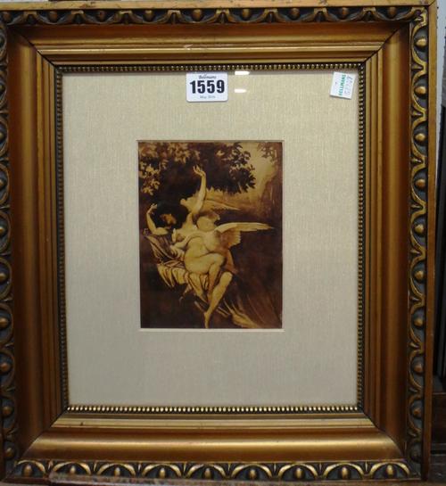 Attributed to Bertalan Szekely (1835-1910), Leda and the swan, sepia watercolour with gum-arabic, 16cm x 11cm.