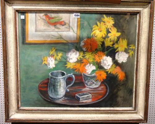 Abraham Kenneth Snowman (1919-2002), Still life, Lear Parrot, oil on canvas, signed with initials and dated '68, 50cm x 60cm. DDS