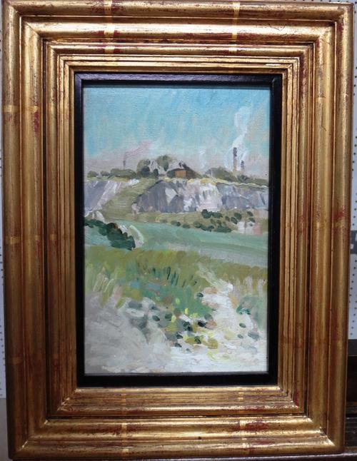 John Edgar Platt (1886-1967), Chalk Cliffs Nr. Rochester, oil on canvasboard, 20cm x 12cm. DDS