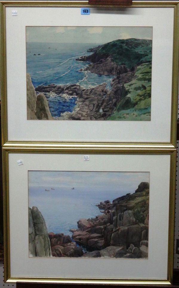 W. E. Willets (20th century), Rocky Coastline; Dorset coastline, a pair of watercolours, both signed.(2)