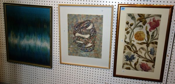 A group of three framed 20th century tapestries. (3)