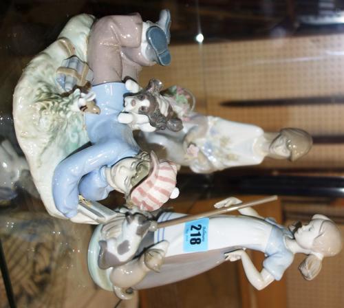 A group of three LLadro figures 'Gatitos Molestones', 'Cancion de Primavera' and 'Lectura Interrumpida'. (3)