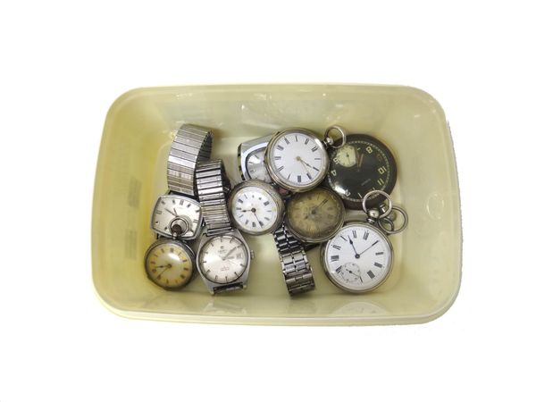 A silver cased, key wind, openfaced pocket watch, the case detailed Fine Silver 900, two silver cased, key wind, openfaced fob watches, two lady's sil