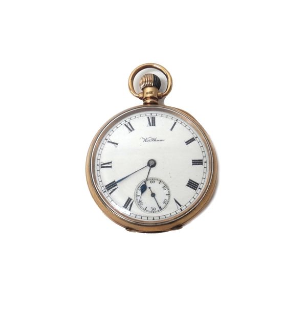 A gentleman's 9ct gold cased, keyless wind, openfaced pocket watch, the jewelled lever movement detailed American Watch Co, Waltham, Mass, 9ct gold in