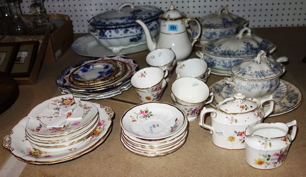 A quantity of ceramics including a Crown Derby part tea service, assorted tureens, a Derby tea pot and sundry. (qty)