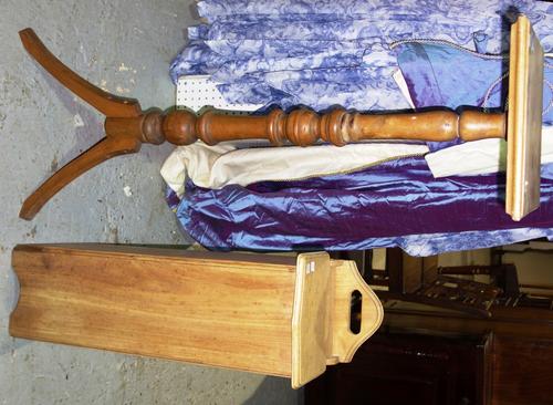 A 20th century beech jardiniere stand and a French wooden bread bin.