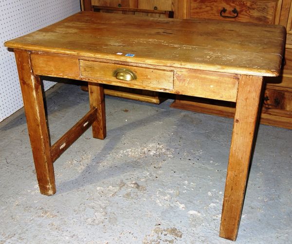 A late 19th century rectangular pine kitchen table.