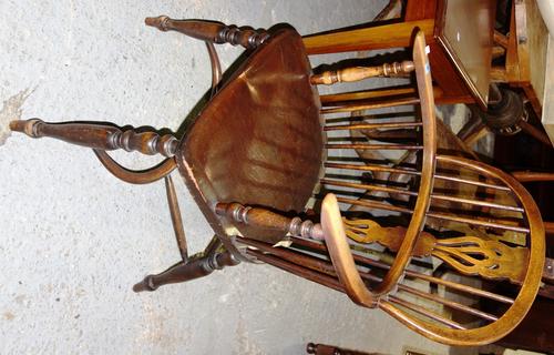 An ash and elm stick back scullery chair.