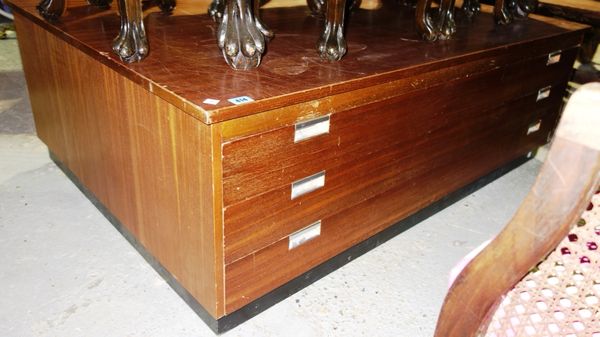 A 20th century three drawer plan chest.