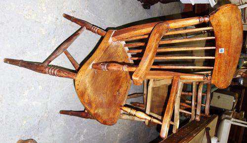 An ash and elm stick back scullery chair.