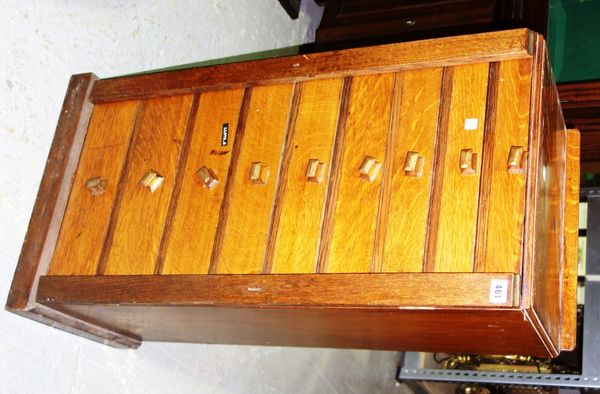 A 20th century oak Wellington type chest.