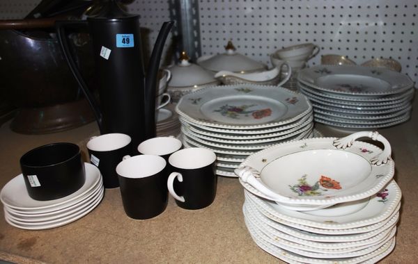 A quantity of Rosenthal floral decorated dinners wares, together with a part Wedgwood service and a black and white Susie Cooper service. (qty)
