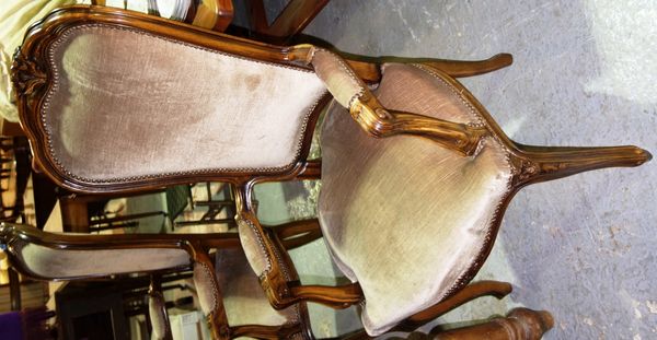 A set of twelve beech framed high back dining chairs of 18th century French style, to include a pair of carvers. (12)